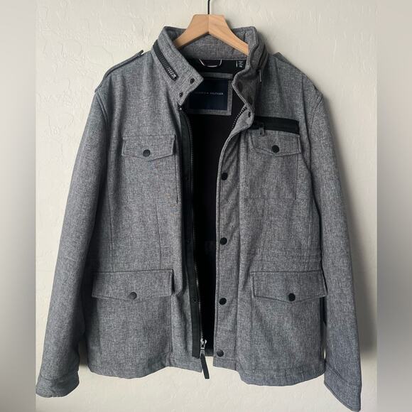 Tommy Hilfiger soft shell Water Wind Resistant lined Military Jacket XL - Picture 3 of 12